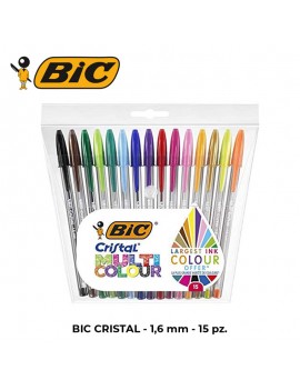 BIC CRISTAL LARGE IN BLISTER MULTICOLOR PZ 15 TRATTO 1,6MM ART.972065