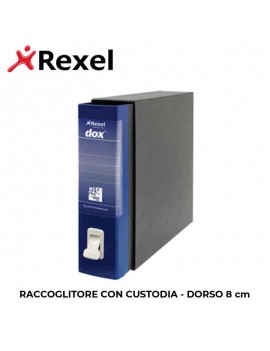 RACCOGLITORE CON CUSTODIA REXEL DOX DORSO 8 CM BLU ART.D26204
