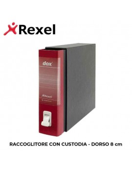 RACCOGLITORE CON CUSTODIA REXEL DOX DORSO 8 CM ROSSO ART.D26211
