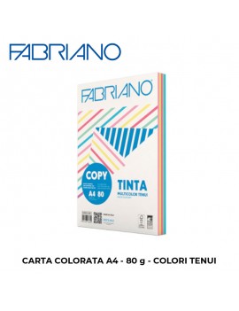 FABRIANO CARTA COLORATA ASSORTITA A4 COLORI TENUI GR.80 FG.250