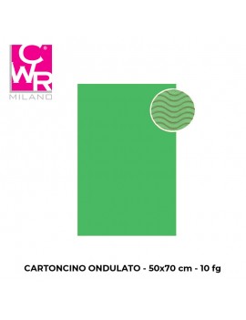CWR CARTONCINO ONDULATO CM 50x70  VERDE SCURO BLISTER 10 FOGLI