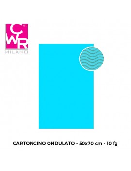 CWR CARTONCINO ONDULATO CM 50x70  AZZURRO BLISTER 10 FOGLI