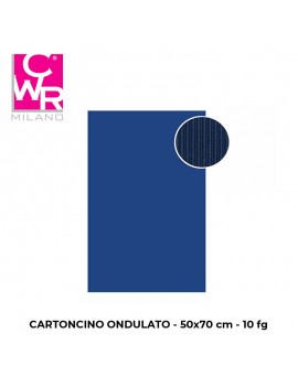 CWR CARTONCINO ONDULATO CM 50x70 BLU SCURO BLISTER 10 FOGLI