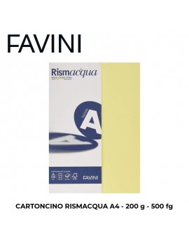 CARTONCINO FAVINI RISMACQUA A4 gr.200 FG.50 MIX COLORI TENUI