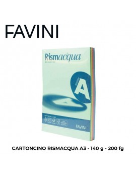 CARTONCINO FAVINI RISMACQUA A3 gr.140 FG.200 COLORI TENUI